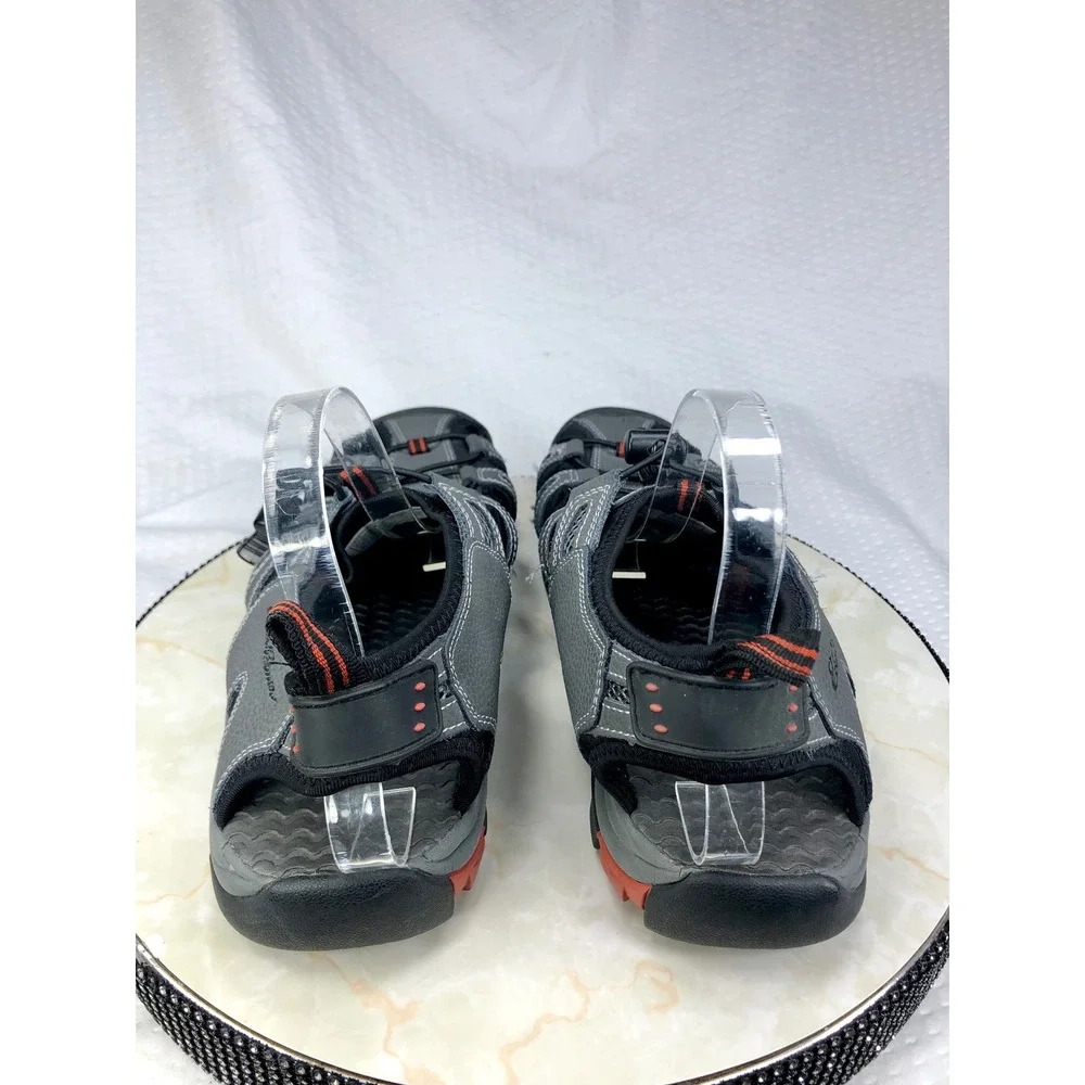 Eddie Bauer Troy Leather Sport Sandals Mens 12 Gray Bungee Hiking Outdoor Shoes